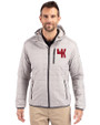 Western Kentucky Hilltoppers College Vault Cutter & Buck Rainier Primaloft Eco Mens Full Zip Hooded Jacket Polished Medium Gray Front
