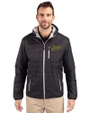 George Mason Patriots College Vault Cutter & Buck Rainier Primaloft Eco Mens Full Zip Hooded Jacket Black Front