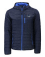 New Hampshire Wildcats College Vault Cutter & Buck Rainier Primaloft Eco Mens Full Zip Hooded Jacket Dark Navy Mannequin