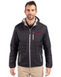 New Mexico State Aggies College Vault Cutter & Buck Rainier Primaloft Eco Mens Full Zip Hooded Jacket Black Front