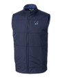 New Hampshire Wildcats College Vault Cutter & Buck Stealth Recycled Hybrid Quilted Mens Big & Tall Windbreaker Vest Liberty Navy Mannequin