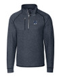 New Hampshire Wildcats College Vault Cutter & Buck Mainsail Sweater-Knit Mens Big & Tall Half Zip Jacket Liberty Navy Heather Mannequin
