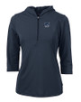 New Hampshire Wildcats College Vault Cutter & Buck Virtue Eco Pique Recycled Half Zip Pullover Womens Hoodie Navy Blue Mannequin