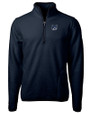 New Hampshire Wildcats College Vault Cutter & Buck Cascade Eco Sherpa Fleece Mens Big & Tall Quarter Zip Jacket Navy Blue Mannequin
