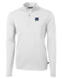 New Hampshire Wildcats College Vault Cutter & Buck Virtue Eco Pique Recycled Quarter Zip Mens Big & Tall Pullover White Mannequin