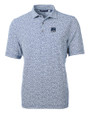 New Hampshire Wildcats College Vault Cutter & Buck Virtue Eco Pique Botanical Print Recycled Mens Polo Navy Blue Mannequin