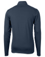 New Hampshire Wildcats College Vault Cutter & Buck Virtue Eco Pique Recycled Quarter Zip Mens Pullover Navy Blue Mannequin Back
