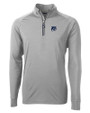 New Hampshire Wildcats College Vault Cutter & Buck Adapt Eco Knit Stretch Recycled Mens Quarter Zip Pullover Polished Medium Gray Mannequin