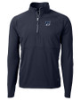 New Hampshire Wildcats College Vault Cutter & Buck Adapt Eco Knit Hybrid Recycled Mens Quarter Zip Navy Blue Mannequin