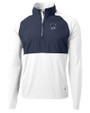 New Hampshire Wildcats College Vault Cutter & Buck Adapt Eco Knit Hybrid Recycled Mens Quarter Zip White/Navy Blue Mannequin