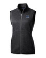 New Hampshire Wildcats College Vault Cutter & Buck Mainsail Sweater Knit Womens Full Zip Vest Charcoal Heather Mannequin