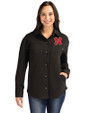 Nebraska Cornhuskers Cutter & Buck Roam Epic Versatility Recycled Womens Shirt Jacket Black Front