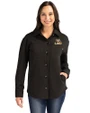LSU Tigers Cutter & Buck Roam Epic Versatility Recycled Womens Shirt Jacket Black Front