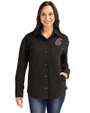 Washington State Cougars Cutter & Buck Roam Epic Versatility Recycled Womens Shirt Jacket Black Front