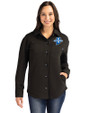 Indiana State Sycamores Cutter & Buck Roam Epic Versatility Recycled Womens Shirt Jacket Black Front