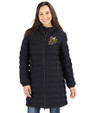 Baldwin Wallace Yellow Jackets Cutter & Buck Mission Ridge   Repreve® Recycled Insulated Puffer Womens Full Zip Long Jacket Black Front