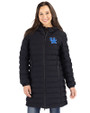 Kentucky Wildcats Cutter & Buck Mission Ridge Repreve Eco Insulated Womens Long Puffer Jacket Black Front