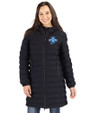 Indiana State Sycamores Cutter & Buck Mission Ridge Repreve Eco Insulated Womens Long Puffer Jacket Black Front