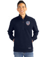 Milwaukee Brewers Stars & Stripes Cutter & Buck Roam Epic Versatility Recycled Quarter Zip Mens Pullover Navy Blue Front