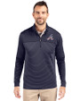 Atlanta Braves Stars & Stripes Cutter & Buck Traverse Stretch Eco Stripe Quarter Zip Mens Big and Tall Pullover Liberty Navy Front