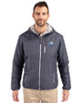 The Citadel Bulldogs Cutter & Buck Rainier Primaloft Eco Mens Full Zip Hooded Jacket Anthracite Melange Front
