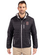 Stanford Cardinal  Cutter & Buck Rainier Primaloft Eco Mens Full Zip Hooded Jacket Black Front