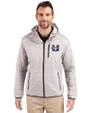 Utah State Aggies Cutter & Buck Rainier Primaloft Eco Mens Full Zip Hooded Jacket Polished Medium Gray Front