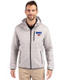 SMU Mustangs Cutter & Buck Rainier Primaloft Eco Mens Full Zip Hooded Jacket Polished Medium Gray Front