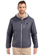 UTSA Roadrunners Cutter & Buck Rainier Primaloft Eco Mens Full Zip Hooded Jacket Anthracite Melange Front