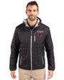 Louisville Cardinals Cutter & Buck Rainier Recycled Insulated Puffer Mens Full Zip Hooded Jacket Black Front