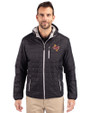 Midwestern State Mustangs Cutter & Buck Rainier Primaloft Eco Mens Full Zip Hooded Jacket Black Front
