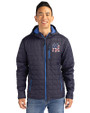 New York Yankees Stars & Stripes Cutter & Buck Rainier Primaloft Eco Mens Full Zip Hooded Jacket Dark Navy Front
