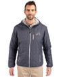 Atlanta Braves Stars & Stripes Cutter & Buck Rainier Primaloft Eco Mens Full Zip Hooded Jacket Anthracite Melange Front