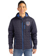 Milwaukee Brewers Stars & Stripes Cutter & Buck Rainier Primaloft Eco Mens Full Zip Hooded Jacket Dark Navy Front