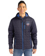 New York Mets Stars & Stripes Cutter & Buck Rainier Primaloft Eco Mens Full Zip Hooded Jacket Dark Navy Front