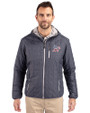 Athletics Stars And Stripes Cutter & Buck Rainier Recycled Insulated Puffer Mens Full Zip Hooded Jacket Anthracite Melange Front