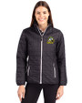 Oregon Ducks Cutter & Buck Rainier PrimaLoft®  Womens Eco Insulated Full Zip Puffer Jacket Black Front