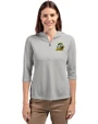 Oregon Ducks Cutter & Buck Virtue Eco Pique Recycled Half Zip Pullover Womens Hoodie Polished Medium Gray Front