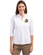 Oregon Ducks Cutter & Buck Virtue Recycled Featherlight Pique Womens Half Zip Hooded Pullover White Front
