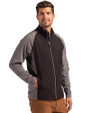 Oregon Ducks Cutter & Buck Adapt Eco Knit Hybrid Recycled Mens Big & Tall Full Zip Jacket Black Heather/Black Side