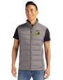 Oregon Ducks Cutter & Buck Evoke Hybrid Softshell Recycled Mens Full Zip Vest Elemental Grey Front