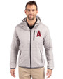 Los Angeles Angels City Connect Cutter & Buck Rainier Primaloft Eco Mens Full Zip Hooded Jacket Polished Medium Gray Front