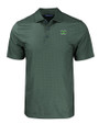 Marshall Thundering Herd Cutter & Buck Pike Eco Tonal Geo Print Stretch Recycled Mens Polo Hunter Green Mannequin