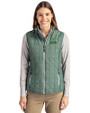 Marshall Thundering Herd Cutter & Buck Rainier PrimaLoft® Womens Eco Insulated Full Zip Puffer Vest Hunter Melange Front