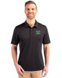 Marshall Bison Cutter & Buck Prospect Textured Stretch Mens Short Sleeve Polo Black Front