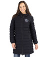 Lehigh Valley IronPigs Cutter & Buck Mission Ridge Repreve Eco Insulated Womens Long Puffer Jacket Black Front