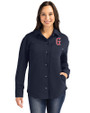 Greenville Drive Cutter & Buck Roam Epic Versatility Recycled Womens Shirt Jacket Navy Blue Front