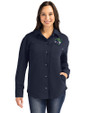 Gwinnett Stripers Cutter & Buck Roam Epic Versatility Recycled Womens Shirt Jacket Navy Blue Front