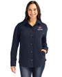 Toronto Blue Jays Cooperstown Cutter & Buck Roam Epic Versatility Recycled Womens Shirt Jacket Navy Blue Front