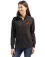 Baltimore Orioles Cooperstown Cutter & Buck Roam Epic Versatility Full Zip Recycled Womens Jacket Black Front